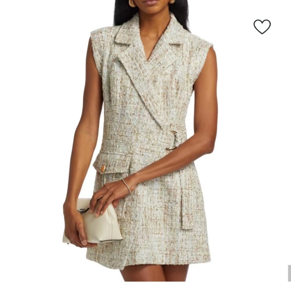 Toccin everly wrap safari Tweed Mini Dress ice